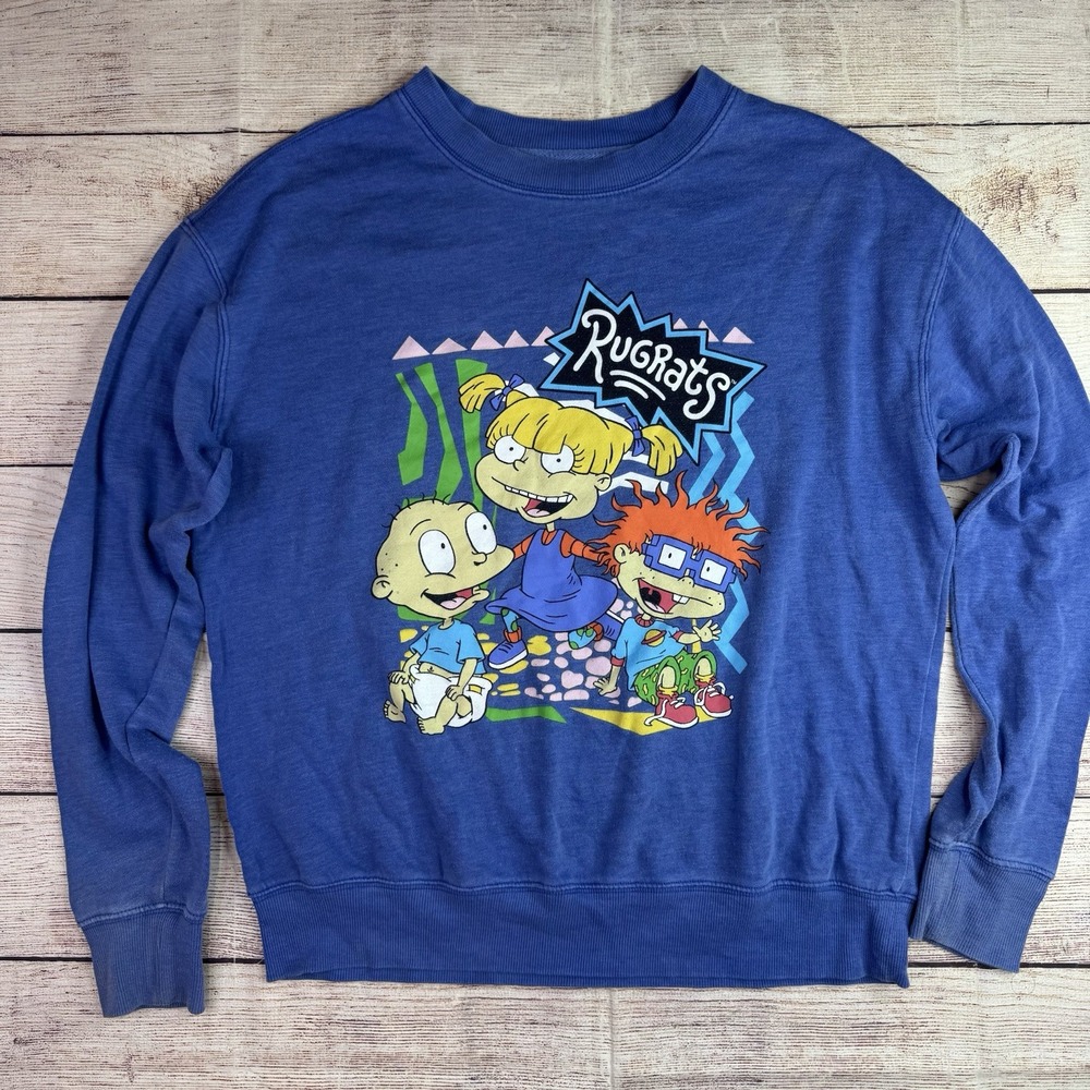 Y2K Rugrats Crewneck Sweatshirt Sz Medium‎ Unisex Nickelodeon Blue Pullover